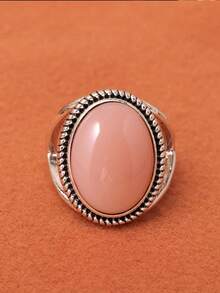 1pc Pink Faux Gemstone Resin Ring, Lotus Pink Optional, Fashion Women's Ring - Pink - View 3
