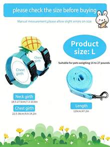 1 bộ dây xích và đai đeo mèo điều chỉnh được, thiết kế thoáng khí họa tiết hoạt hình, phù hợp cho thỏ và thú cưng nhỏ - Nhiều màu - Xem 11