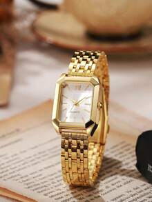 Juego de 5 piezas de pulsera & reloj con strass & circonita, juego de reloj de pulsera para niña, mejor opción de regalo, incluye reloj de cuarzo & pulseras - Dorado - Ver 5