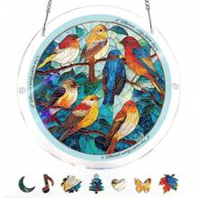 Acrylic Puzzles Suncatcher Window Hanging, 83 Pieces 7.4 Inch Sun Catcher Acrylic Puzzles Garden Decoration For Women Men Mom Birthday Gift Home Decor (Dawn Flower) - 鳥類 - 查看 12