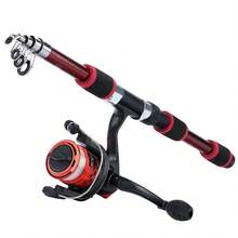 Caña de Pescar Giratoria Sougayilang y Carrete, Caña telescópica Combo1.8M con Carrete de Pesca 5,2:1 3BB, Arrastre Máximo, Kit de Pesca Completo de 5kg - Equipaciones completas naranjas - Ver 12
