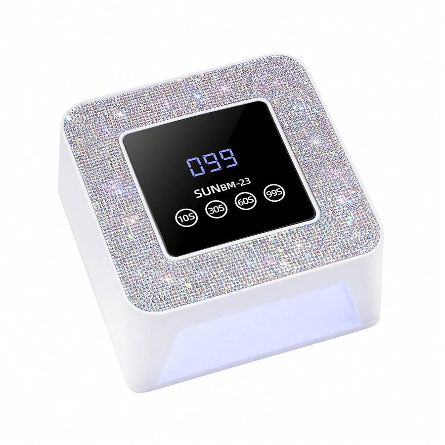 New Smart High-Power Nail Lamp Nail Dryer, Touch Screen, 21 LED UV Dual Beads, 4 Timers, Smart Sensor, Large Display, AB Rhinestone Decor, USB Cable, 2 Color Options,For Home, Salon Gift - White - View 1