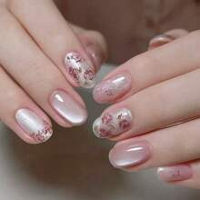 1 Stück Vintage rosa blühende Rose 2D Nail Art Aufkleber, selbstklebende Nageldekoration Nagelaufkleber - Graublau - Übersicht 7