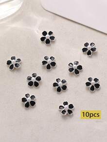 10pcs White Flower Nail Art Decorations, Oil Drop Petal 3D Decor, Suitable For Nail Art, Nail Stickers, Nail Gems, Nail Supplies, Nail Rhinestones Nail Charms - Multicolor - View 10