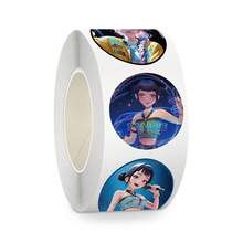 500pcs K-Pop Anime Round Stickers, Self-Adhesive Sticker Roll, Cute Character Labels, Suitable For Scrapbooking And Gift Wrapping - Multicolor - View 8