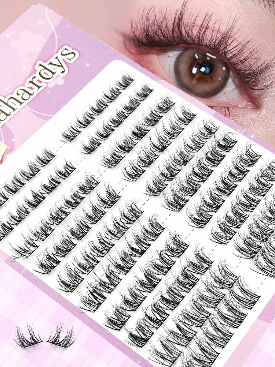 100pcs D-Curl Lashes Cluters, 8-16mm False Eyelashes, Fluffy Eyelash, Reusable Fake Lashes, Natural Lashes, Suitable For Beginners, Easy To Use, Great For Holidays, Parties, Travel And Dates - D - View 1