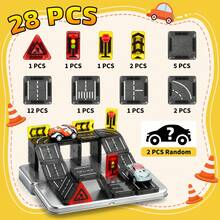 28/36PCS Magnetic Building Blocks With City Road Track & Mini Cars, Educational Puzzle Toy For Kids 3-14, Random Color, Gift For Birthday & Holiday (Random Color/Style) - Multicolor - View 9