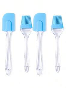 2pcs-6pcs Random Color Silicone Spatula And Basting Brush Set, Clear Handle Kitchen Utensil Tools For Baking, Cooking, Mixing, Scraping, Sauce Brushing, BBQ And Home Kitchen Use - Random Color - View 12