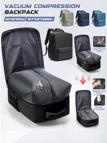 Mochila de viaje unisex de gran capacidad con compresión al vacío, bolso de hombro, bolsa de almacenamiento multifuncional con compresión al vacío, mochila práctica de gran almacenamiento casual & de negocios para estudiantes, múltiples compartimentos y bolsillos para un almacenamiento clasificado y ordenado. - Multicolor - Ver 2