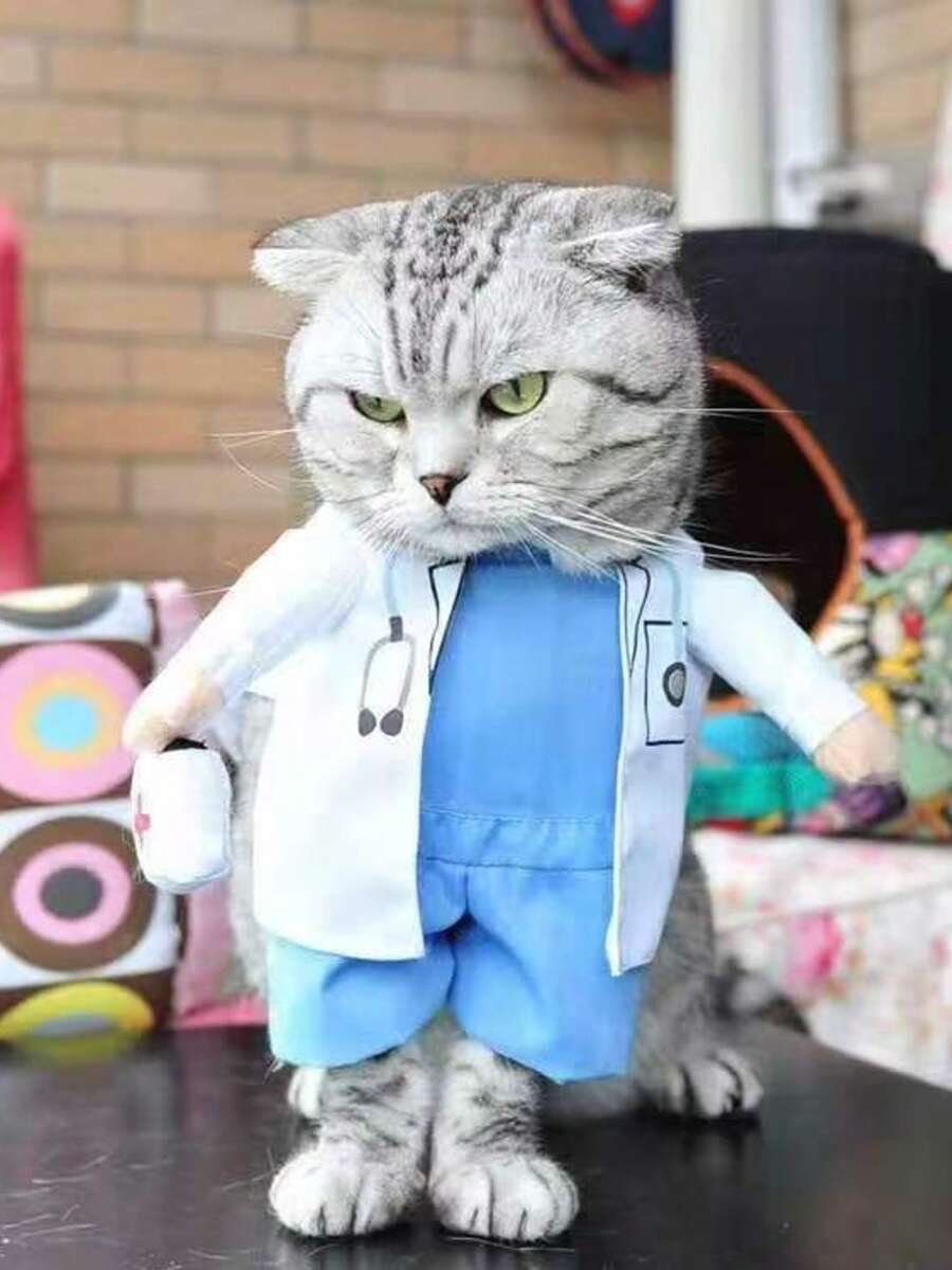 貓咪衣服爆款風格 狗狗變身 3D 立體造型服裝 趣味萬聖節寵物惡搞裝扮 - 彩色 - 查看 1