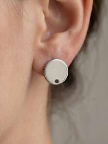50 piezas de postes de aretes redondos planos perforados, bases de aretes de acero inoxidable 304 chapadas en oro de 18K, suministros para hacer aretes colgantes DIY hechos a mano - pendientes - Ver 5