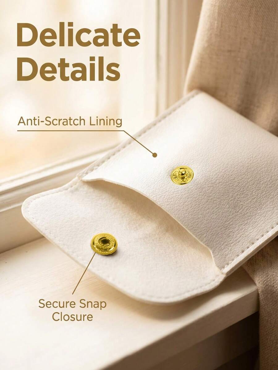 2piezas/10piezas/20piezas Bolsas de almacenamiento de joyas, bolsas de joyas con botón de presión de cuero, bolsas de almacenamiento de joyas con cierre de solapa adecuadas para almacenamiento de aretes, almacenamiento de anillos, almacenamiento de collares, clasificación de aretes, almacenamiento de accesorios pequeños, multiusos, cierre , anti-caída, duradero, reutilizable, uso diario, portátil, compacto, almacenamiento, textura de lujo