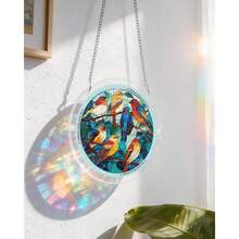 Acrylic Puzzles Suncatcher Window Hanging, 83 Pieces 7.4 Inch Sun Catcher Acrylic Puzzles Garden Decoration For Women Men Mom Birthday Gift Home Decor (Dawn Flower) - 鳥類 - 查看 3