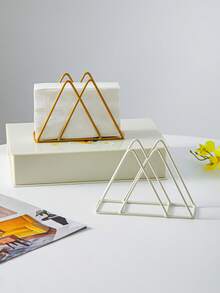 1pc Triangle Metal Napkin Holder, Desktop Tissue Dispenser, Minimalist Triangle Tabletop Decor Napkin Holder, Kitchen Paper Towel Storage Rack, Holiday Decor Napkin Holder - Multicolor - View 4