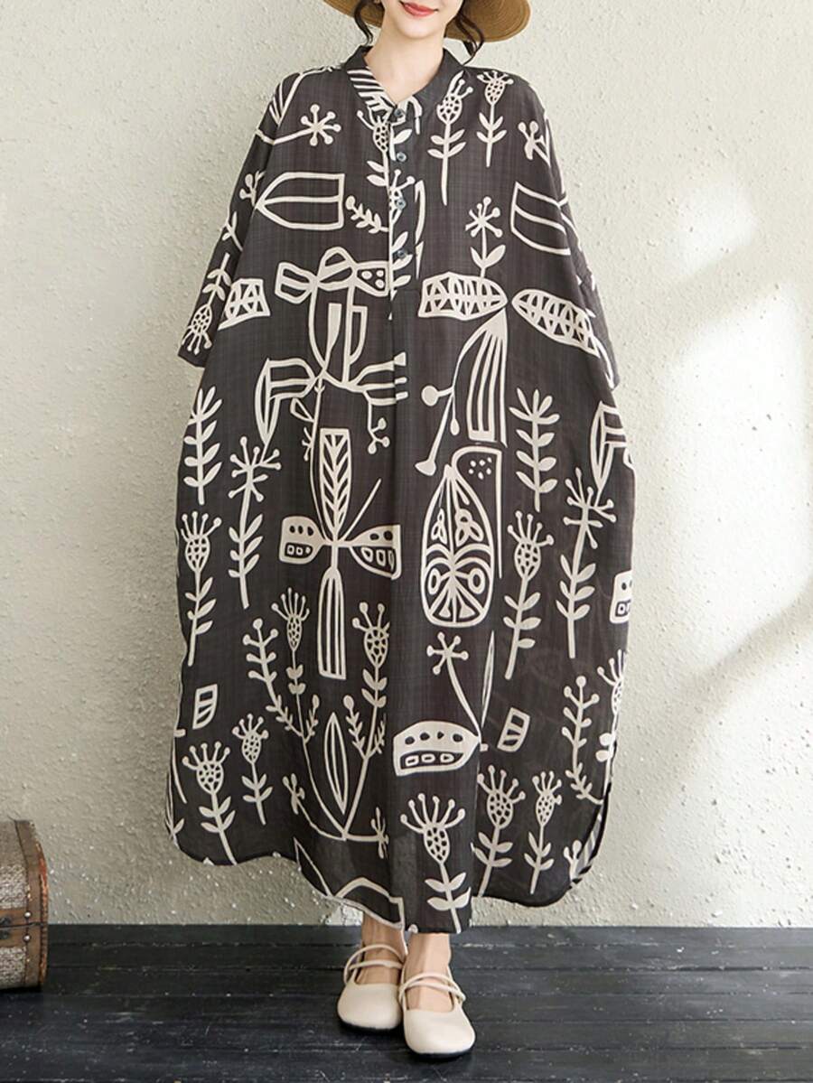 AZAH Halloween Elegant Ball 夏季女款休閒度假波希米亞風圖案全裙掛脖中長洋裝,薄款修身剪裁 - 黑色 - 查看 1