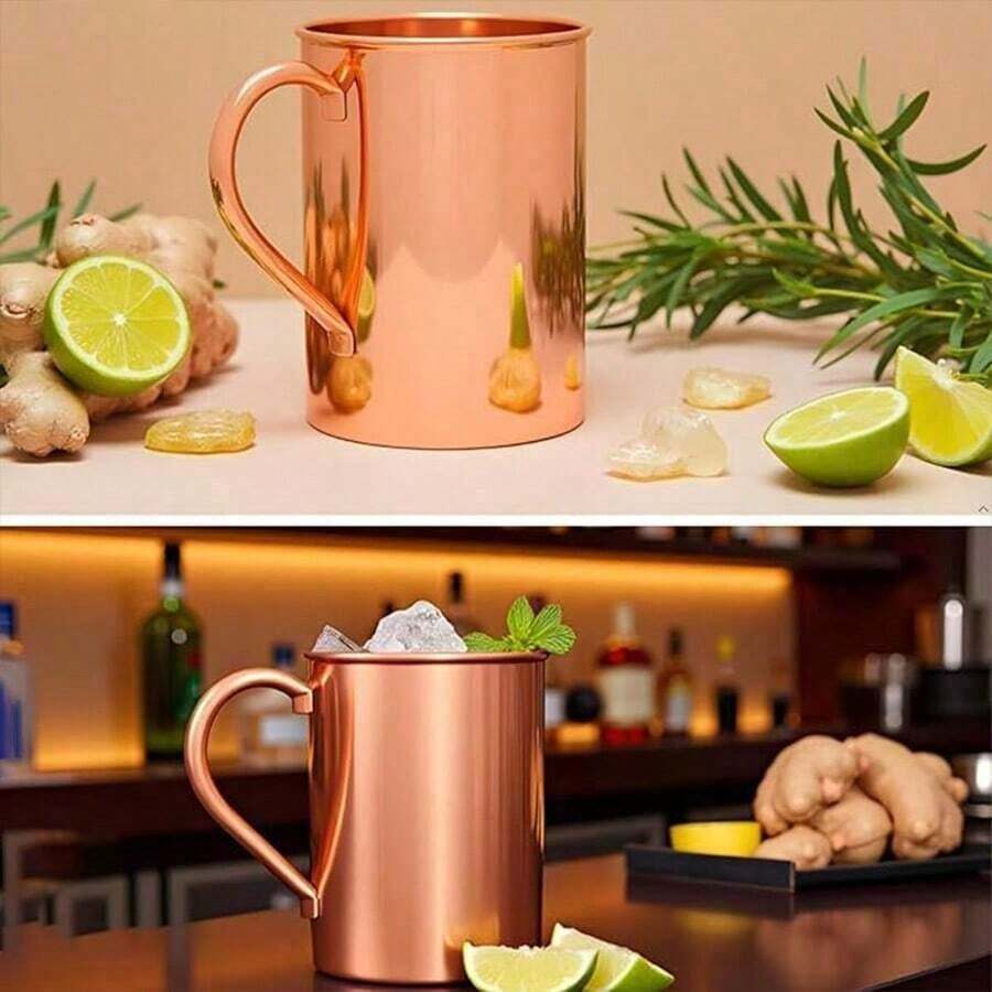 1個/2個/4個 莫斯科騾子銅杯，光滑銅杯，飲用杯，拋光銅杯，雞尾酒杯，專業雞尾酒適用，360°防霜設計，耐熱手柄設計，保鮮，抗氧化且易於清潔，防摔且耐用。莫斯科騾子銅杯適用於聖誕節、情人節、新年、生日派對、喬遷