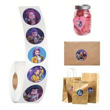 500pcs K-Pop Anime Round Stickers, Self-Adhesive Sticker Roll, Cute Character Labels, Suitable For Scrapbooking And Gift Wrapping - Multicolor - View 5