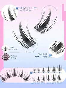 124 Pezzi ciglie Individuali Stile Manga, ciglie Inferiori+ciglie Individuali Naturali Fairy Lash, ciglie Appuntite Anime 8-18mm Per Estensioni ciglie Effetto Bagnato, Stile Manga Giapponese, ciglie Delicate, Festival Musicali, Feste, Club - C - Visualizzare 5