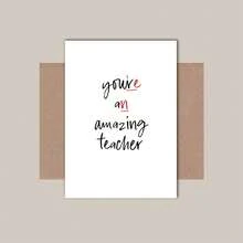 6pcs/1pc Funny Teacher Appreciation Cards Bulk, Cute Sarcastic Thank You Greeting Cards Pack With Envelopes, Minimalist End Of School Year Graduate Gift For Men Women Teachers, Mr Mrs Jones Personalized End Of School Year Teacher Gifts Card, Funny Handlettering Thank You Cards For Best English Teacher, Cute Gag Greeting Cards From Students Kids - View 3
