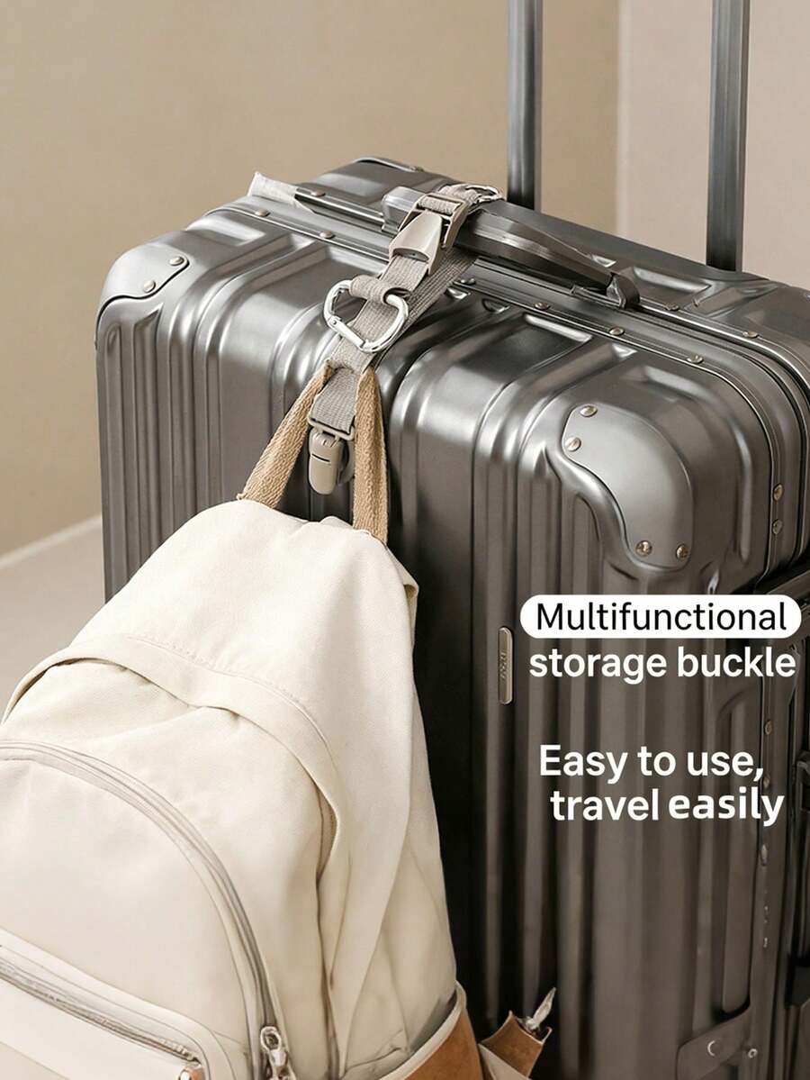 Adjustable Plastic Buckle And Lock Packing Strap, Multi-Functional Light Gray Nylon Material, For Securing Water Bottles And Jackets