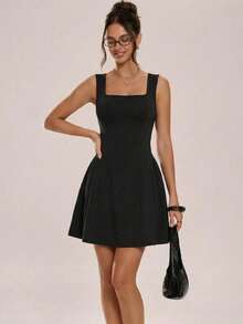 Sleeveless Backless Fitted Dress 2026 Summer - 黑色 - 查看 5
