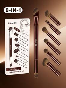 MAANGE Set Kuas Rias Mata Profesional 8-in-1 yang Dapat Dilepas dan Diganti, Kuas Perona Mata, Kuas Alis, Kuas Eyeliner, dan Alat Rias Lainnya, Set Kuas Rias Lengkap, Set Hadiah Rias, Perlengkapan Perjalanan Penting - Coffee Brown - View 6