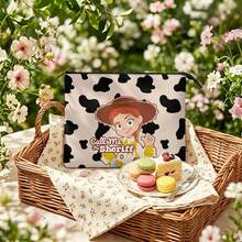 Disney Cute Toy Story Jessie Zipper Pouch, Fun Cow Pattern Print On Elastic Canvas, Adorable Bag For Cosmetics & Travel Essentials - 10 X 8.1 Inches - View 2