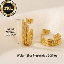 High-Quality 18K Gold Plated Anti-Fade Stainless Steel Dangling Earrings,Hypoallergenic 316L Ear Post ,Elegant Charming Dangling Fashionable Designer Unique Shapes Jewelry Earrings For Daily Wear Festival Vacation Parties - A - View 4