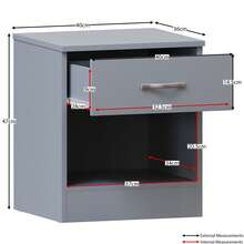 Home Discount Vida Designs Riano 1 Drawer Bedside Chest Cabinet Table Nightstand Coffee Sock Drawers Storage Organisation Display - Grey - Grey - View 4