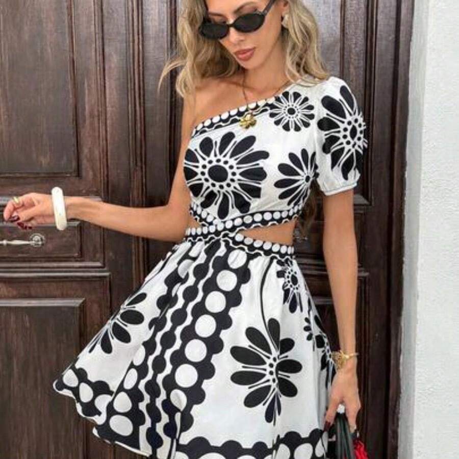 Vestido de tirantes finos con estampado floral y espalda descubierta para vacaciones - Multicolor - Ver 1