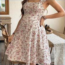 HENG
  Vestido casual de maternidad con estampado floral diminuto, espalda con lazo y bajo con volantes - Multicolor - Ver 6