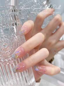 混色美甲裝飾片 扁平不對稱水鑽 五角星 透明極光幻彩仙女美甲飾品 - 淺粉色 - 查看 9