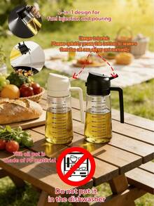 1pc 400ml/300ml/200ml 2-In-1 Spray Oil Bottle, Made Of PP Material, With Spray And Pour Functions, Can Be Used As Olive Oil Sprayer And Oil Dispenser, Effectively Reduces Oil Splatter, Suitable For Kitchen Cooking, Grilling, Frying, Air Fryer, Baking, Salad Making, Garden Watering And Home Cleaning, Random Color Delivery. - Transparent - View 6