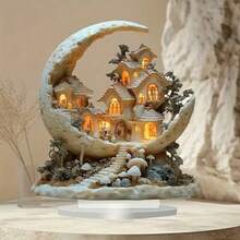 Cross-Border Acrylic Charming Gingerbread House Christmas Home & Office Desktop Decoration With Base - A - View 5