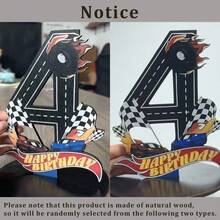1件裝木製賽車號碼牌 (1-9)，7英吋賽車主題，適合生日派對2D節日裝飾，可用作桌面裝飾、拍照道具，理想的派對聚會場景配件 - 彩色 - 查看 7
