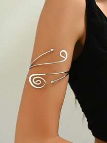 1pc Women's Metal Geometric Creative Design Fashion Niche Arm Cuff Suitable For Daily Wear - Silver-b623 - View 2