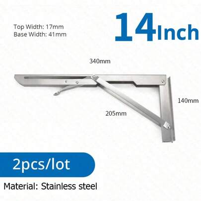 KAK 2 Pieces Heavy Duty Stainless Steel Folding Shelf Bracket for Table Work RV Car Space Saving