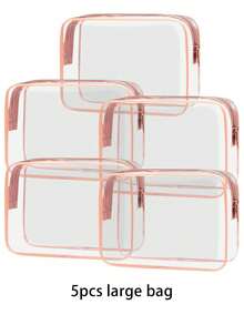 4/3/2/1 Pc S/M/L Fashion Simple Unisex Cosmetic Bag, Waterproof Transparent Makeup Bag, 1 Quart Capacity, Unisex, Carry-On Approved, Ideal For Travel Makeup Storage. - Multicolor - View 2