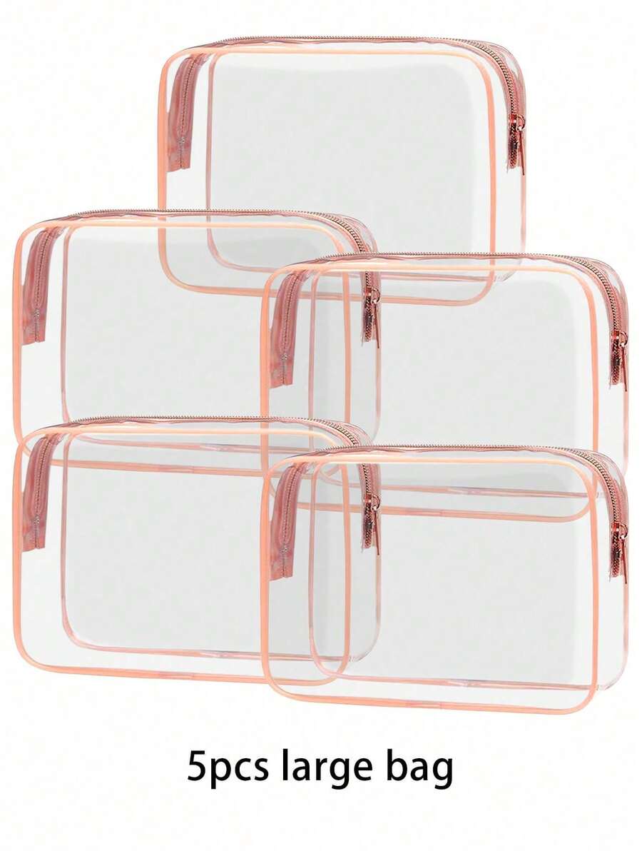 4/3/2/1 Pc S/M/L Fashion Simple Unisex Cosmetic Bag, Waterproof Transparent Makeup Bag, 1 Quart Capacity, Unisex, Carry-On Approved, Ideal For Travel Makeup Storage.