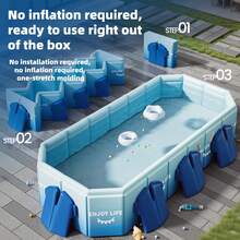 1pc Foldable No-Inflation Swimming Pool, Multiple Styles And Sizes Available, Integrated Design Easy To Assemble, Space-Saving, 5-Layer Thickened PVC Material, Foldable, No Installation Required, Hard Shell, Quick Setup, No Installation, Swimming Pool / Foldable Pool / Above Ground Pool, Rectangular Swimming Pool For Immediate Enjoyment, Large Foldable Hard Shell Pool, Family Size Backyard Inflatable Pool Suitable For Beach, Seaside, Camping, Outdoor Activities, Summer Backyard Water Park, Family Outdoor Swimming Pool, Large Backyard Splash Center - C - View 5