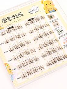 棕色 48簇免膠分段式假睫毛，B捲，長度 (9-11mm)，厚度 (0.05mm)，自然逼真假睫毛，韓式風格，初學者易佩戴，睫毛簇，單簇假睫毛，睫毛，假睫毛，卡通風格，COS - 查看 5
