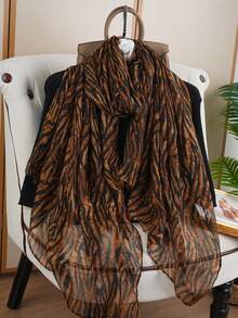 1 pieza Pañuelo de moda Pañuelo de viaje Pañuelo estampado nuevo Pañuelo para todas las estaciones 80*180CM Chal Pañuelo de seda para mujer Pañuelo de cuello de lujo Pañuelo largo popular para exteriores - Multicolor - Ver 8