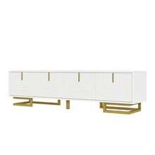 Low TV Unit With Textured Doors, Gold Handles And Legs - 白色 - 查看 7