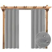 Topchances 2 Piezas Cortinas Exterior con Ojales, Protección UV Impermeable, Cortina Opaca, Cortinas Interiores y Exteriores para jardín, Patio, Pabellón - Gris Claro - Ver 11