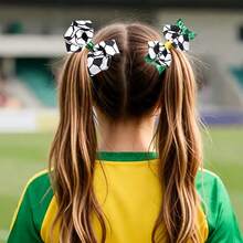 Ensemble d'accessoires pour cheveux de sport 4 pièces : pinces à cheveux à nœud motif football, pinces à cheveux fitness, accessoires pour cheveux de pom-pom girl pour femmes pour le quotidien et les fêtes, ensemble d'accessoires pour cheveux pour le jour de compétition, barrettes à cheveux, épingles à cheveux - Multicolore - Voir 9