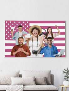 Custom American Flag 1-5 Pictures With Photos Family Couple Sisters Photo/Text  Flags Banners & Pennants Background Decoration For Wall Fabric 2D Flat  Tapestry Wall Painting Garden Flags Festival Birthday Gifts Outdoor Graduation Wedding Souvenir - Multicolor - View 8