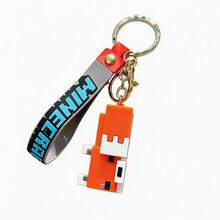 MINISO Minecraft 像素橘色角色鑰匙圈，高級柔軟包包吊飾，復古遊戲風格腕帶配件，Y2K 像素藝術手提包裝飾，背包掛飾，車用後視鏡飾品，旅行行李吊牌 - 樣式 1 - 查看 7