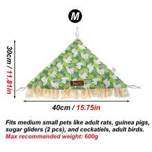 1 chiếc võng treo tam giác cho thú cưng nhỏ mùa hè, viền bèo nhún, họa tiết lá xanh, giường ngủ treo có móc, tổ nghỉ ngơi ấm cúng cho chuột lang, chuột hamster và các loài thú cưng nhỏ khác - Xem 15