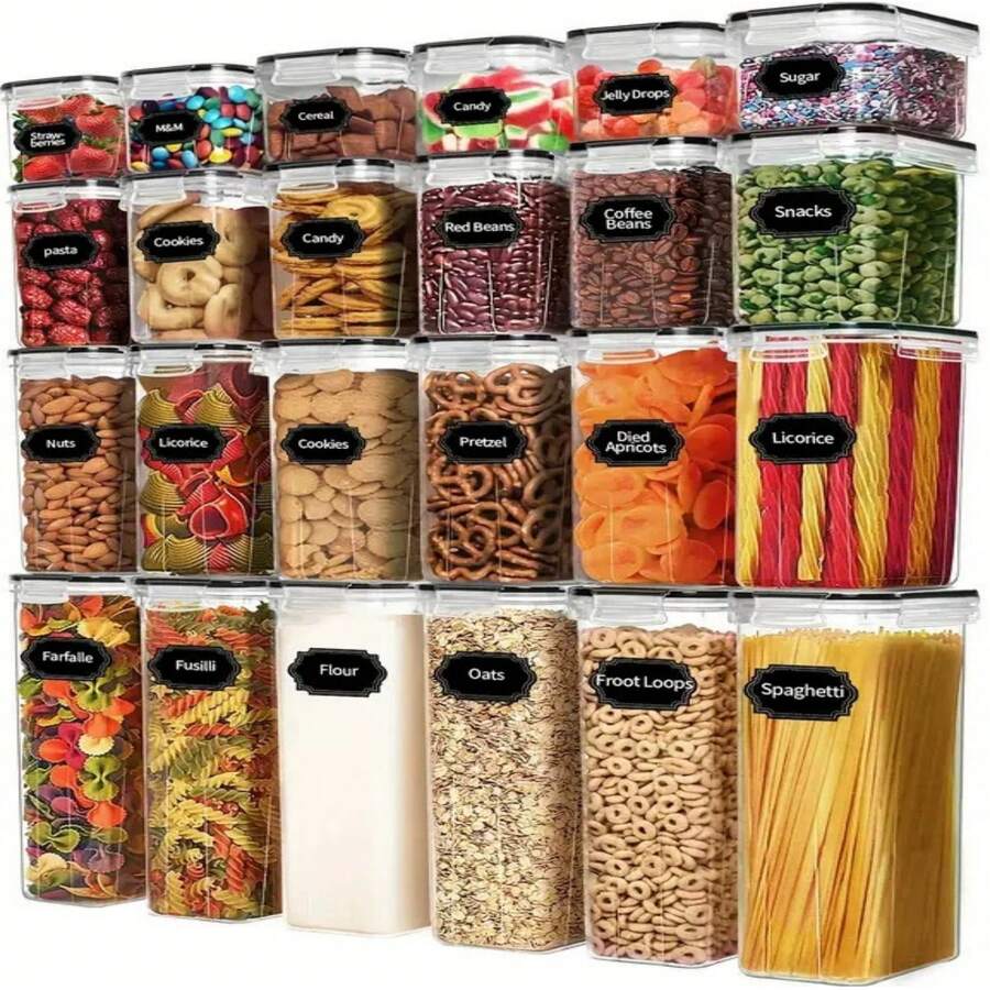 10pcs Sealed Food Storage Containers With Flip Lid (5 Sealed Jars + 5 Sealed Lids) / 16pcs (8 Sealed Jars + 8 Sealed Lids) - Microwave And Refrigerator , Summer Travel Fresh-Keeping Boxes, Transparent Plastic Kitchen Storage Containers - Leak-Proof Stackable, Suitable For Fruits, Vegetables, Pasta, Dry Goods, Camping, RVs, Etc.