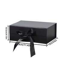 Black Gift Box Set, Luxury Gift Packaging Box, Ribbon Decor, Suitable For Birthday, Wedding And General Use - Black - View 9